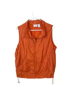 Zenergy By Chicos Orange Vest Lightweight Zip Up Sleeveless Pockets Size 2 large